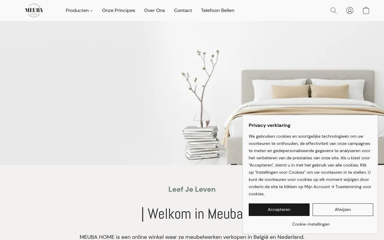 Screenshot van meuba.be