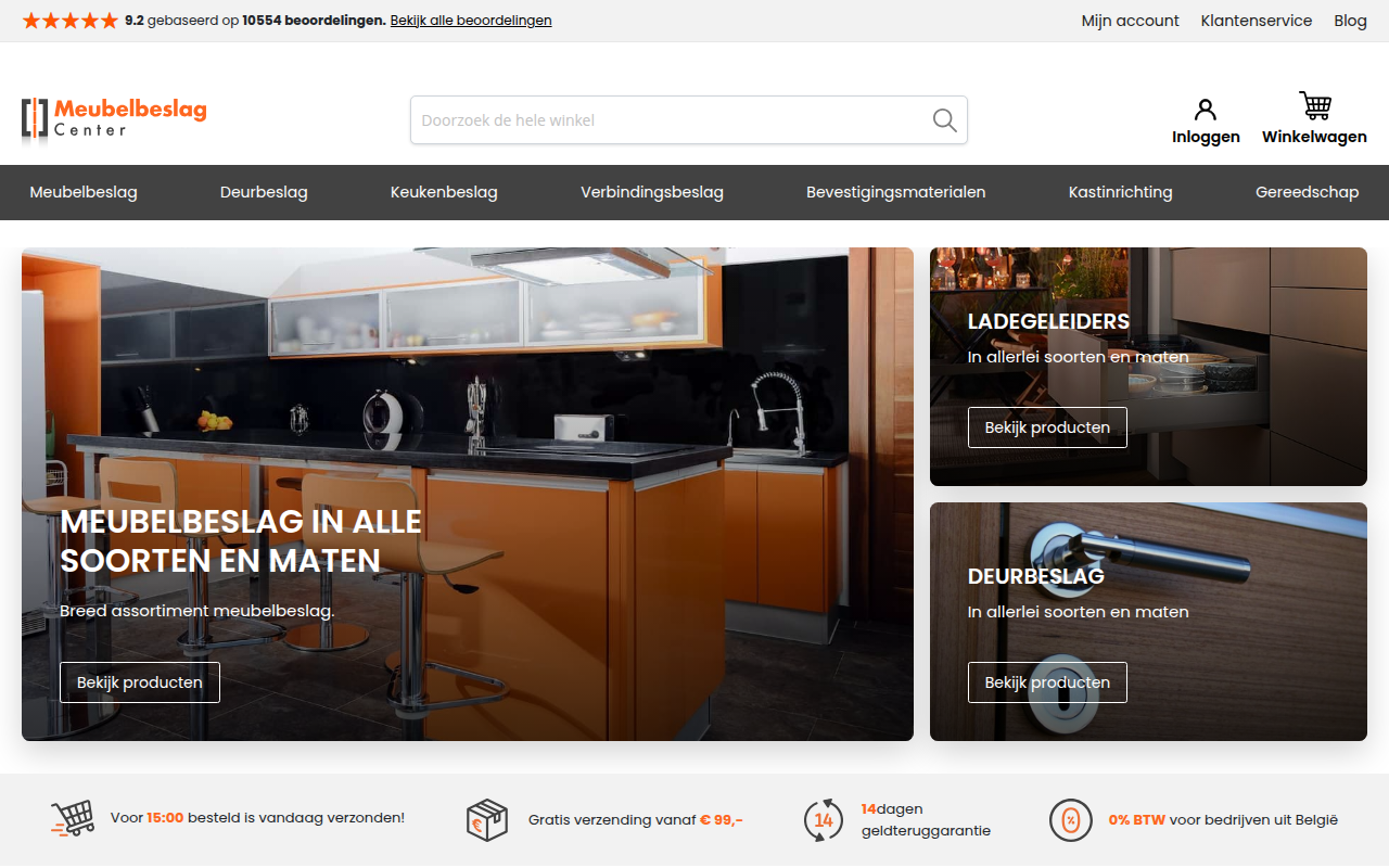 Screenshot van meubelbeslagcenter.nl