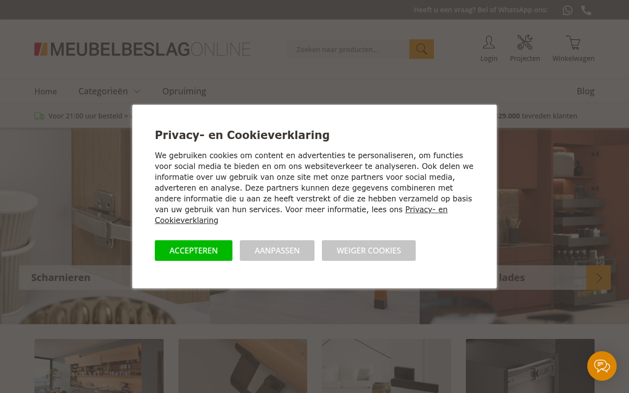 Screenshot van meubelbeslagonline.nl