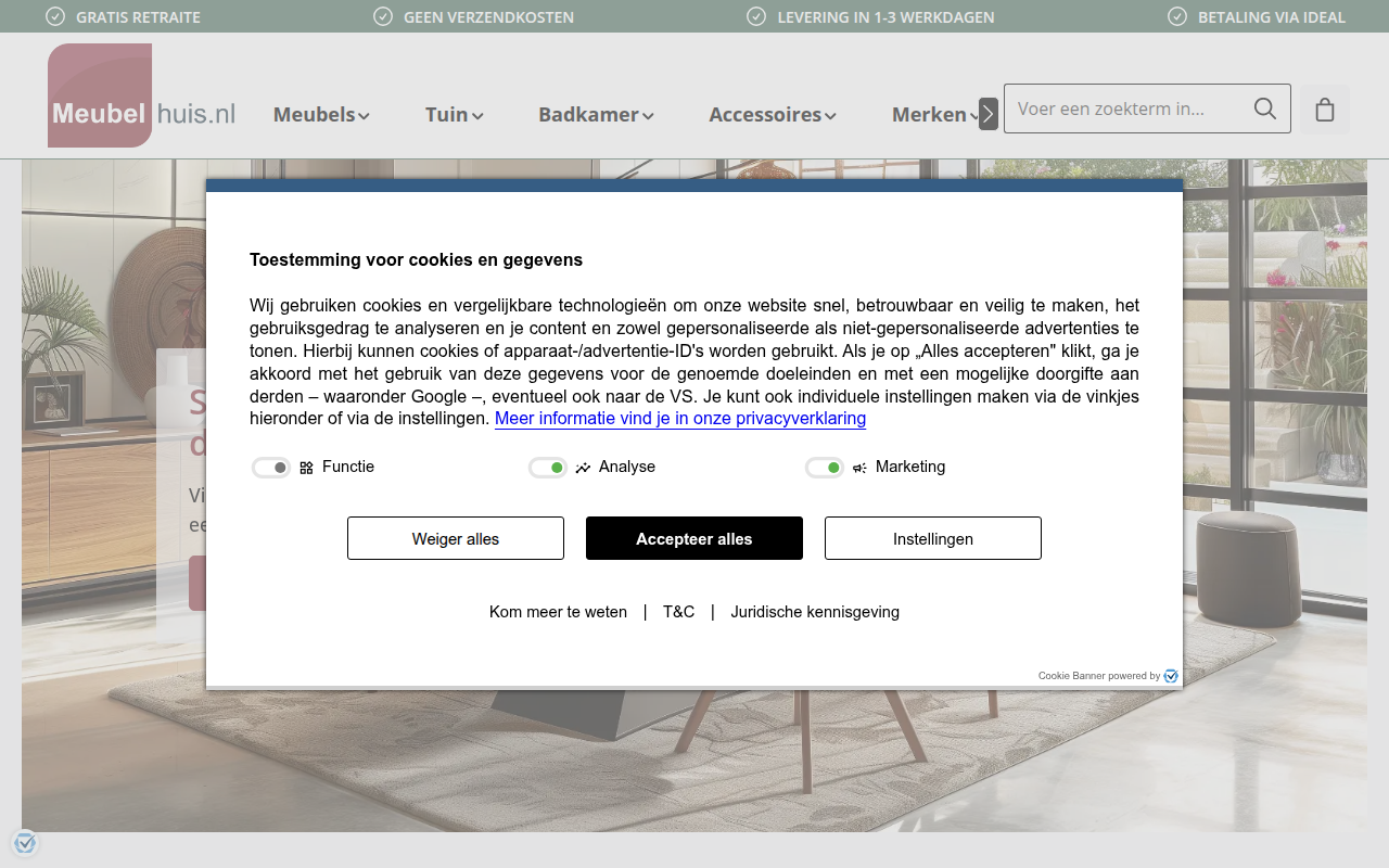 Screenshot van meubelhuis.nl
