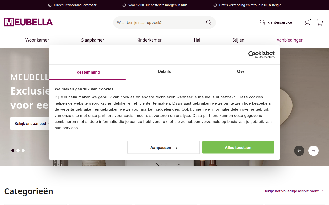Screenshot van meubella.nl