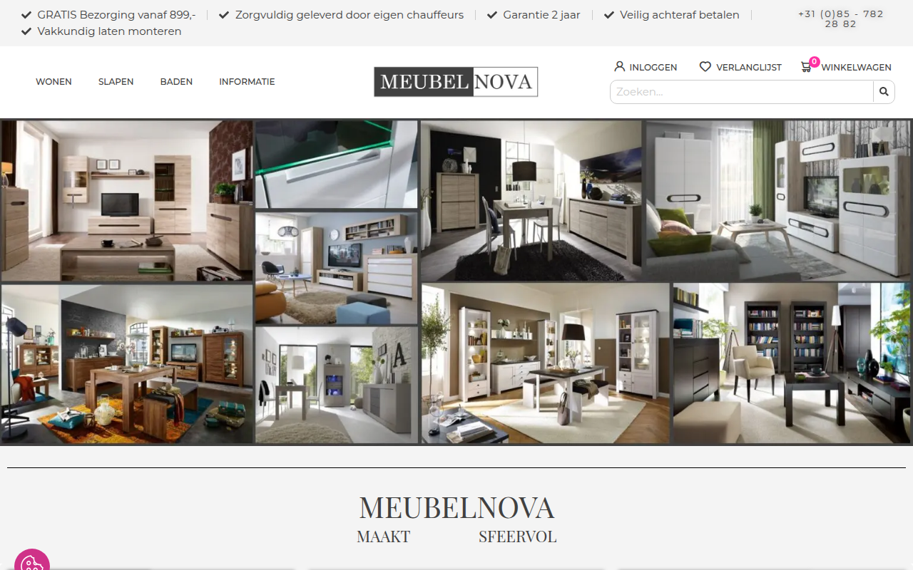 Screenshot van meubelnova.nl