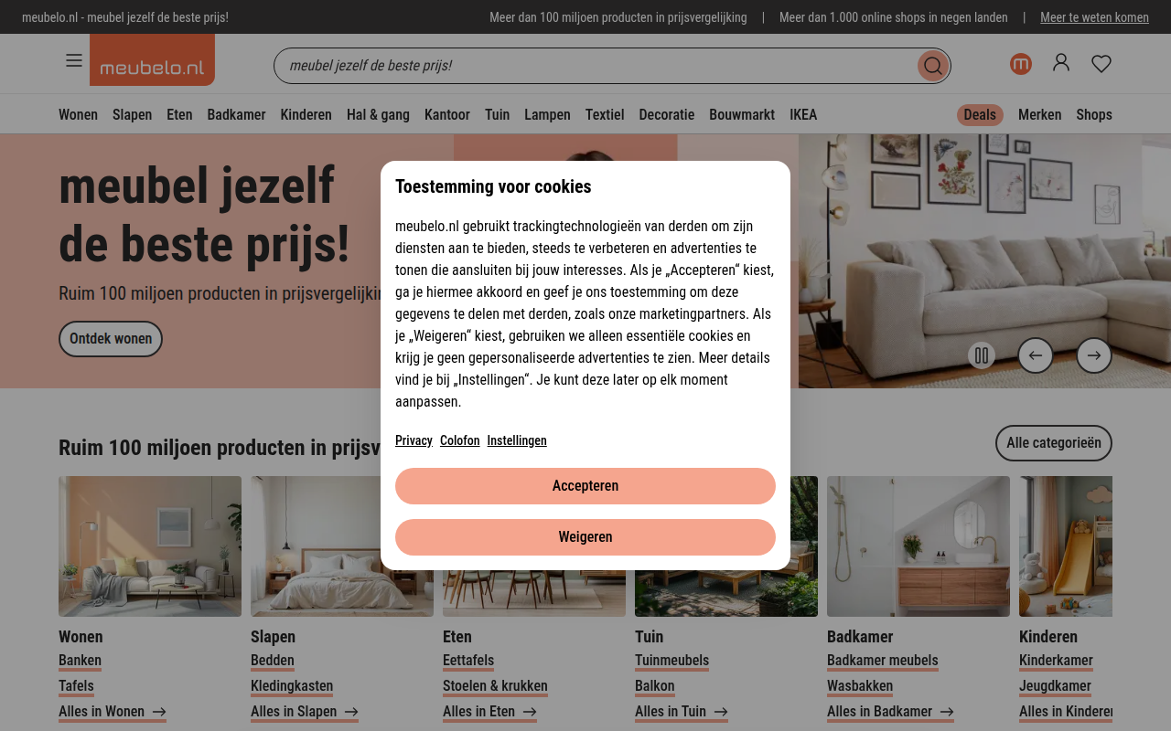Screenshot van meubelo.nl