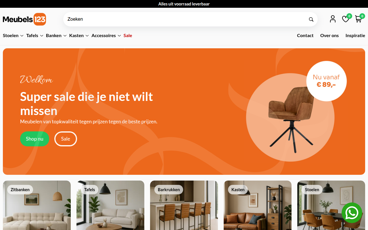 Screenshot van meubels123.nl