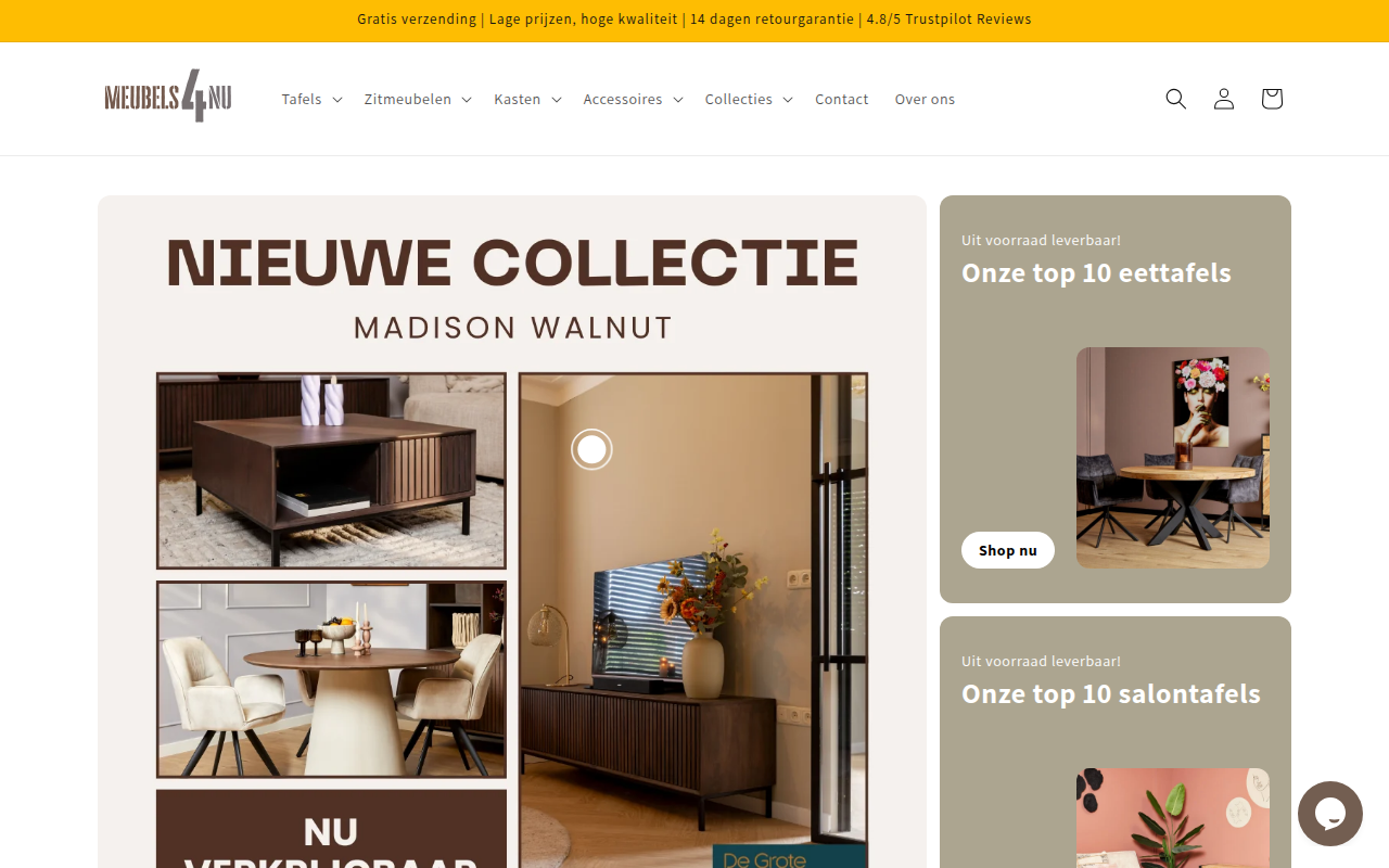 Screenshot van meubels4nu.nl