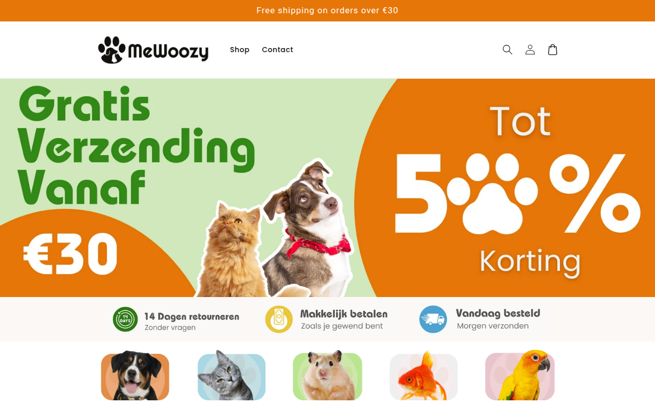 Screenshot van mewoozy.nl