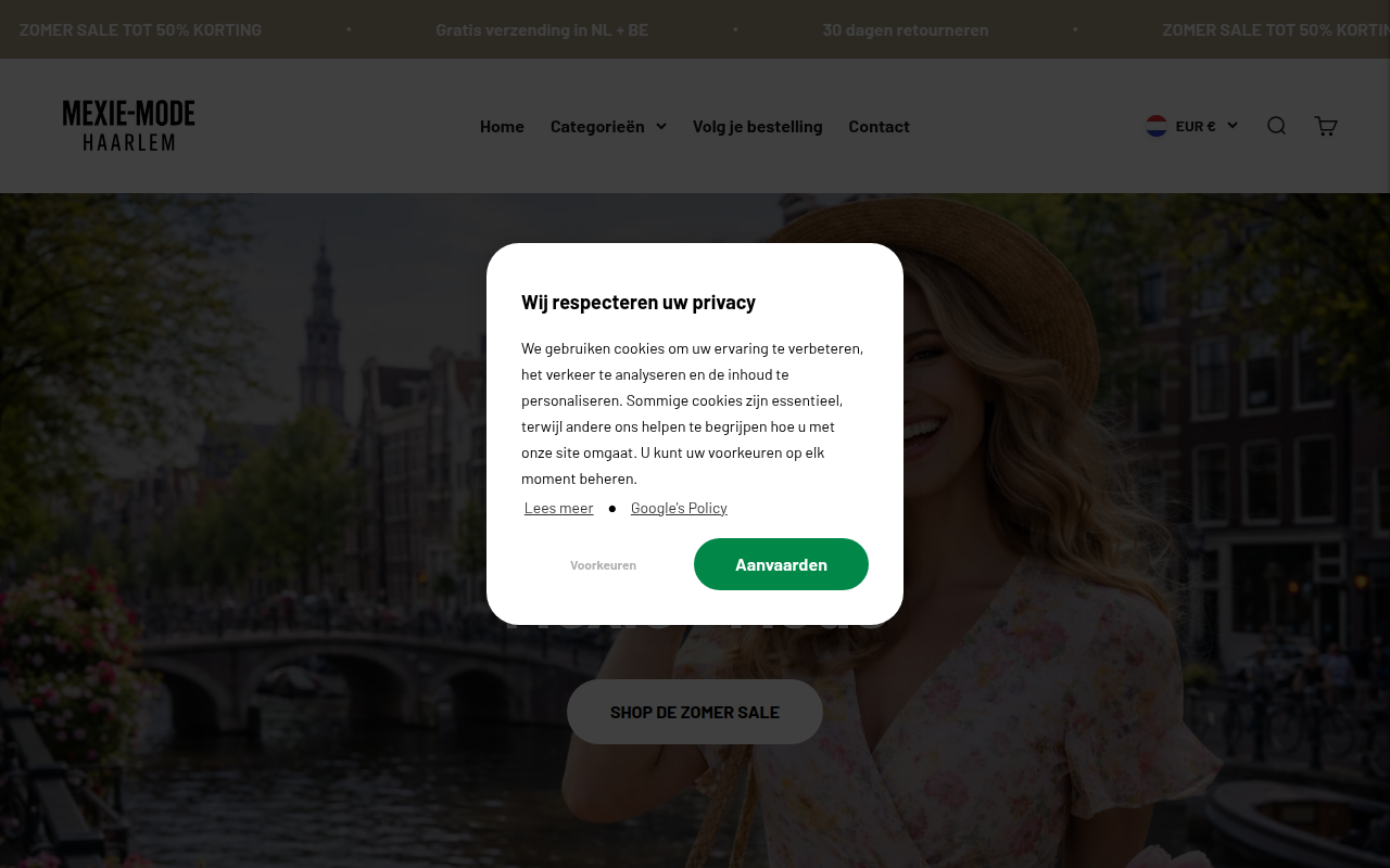 Screenshot van mexie-mode.nl