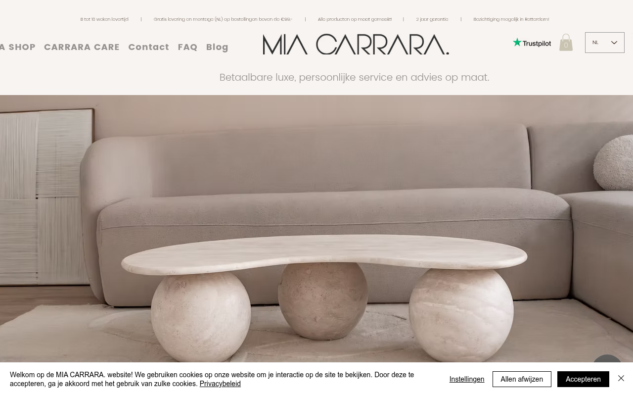 Screenshot van miacarrara.nl