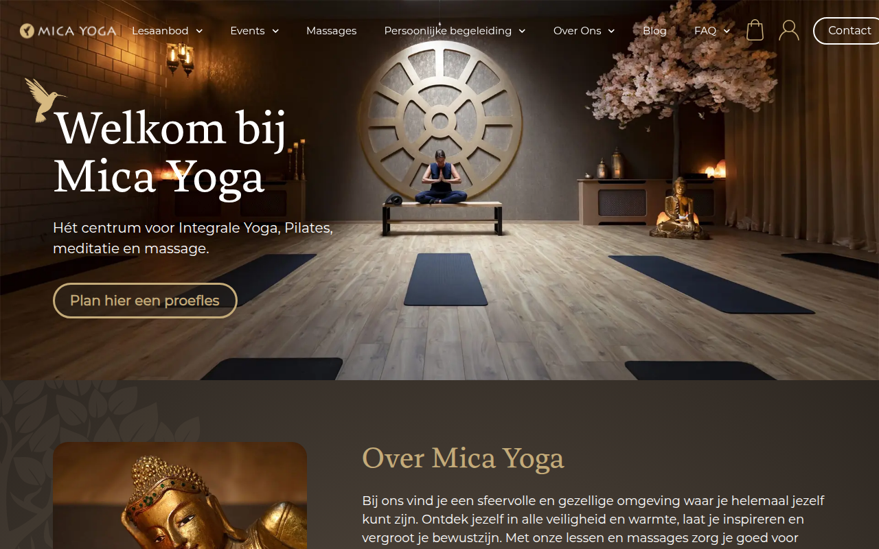 Screenshot van micayoga.nl