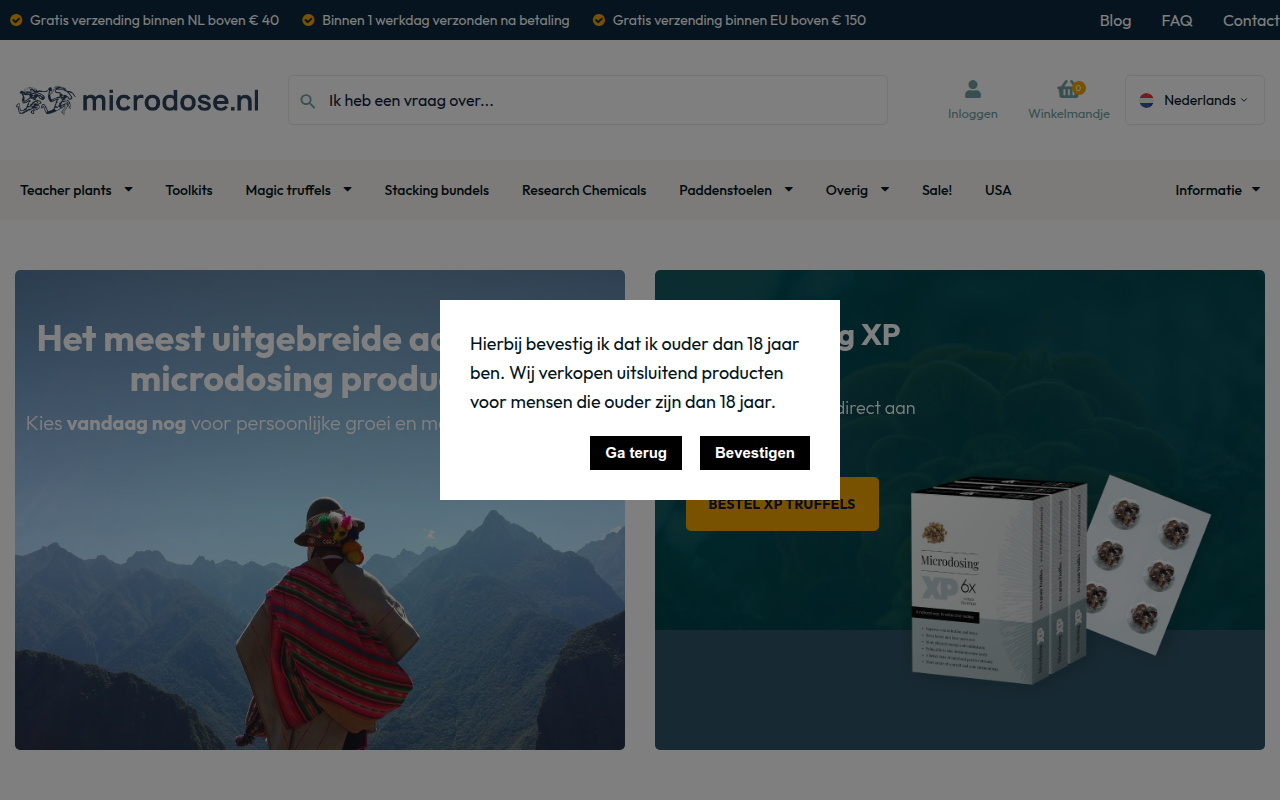 Screenshot van microdose.nl