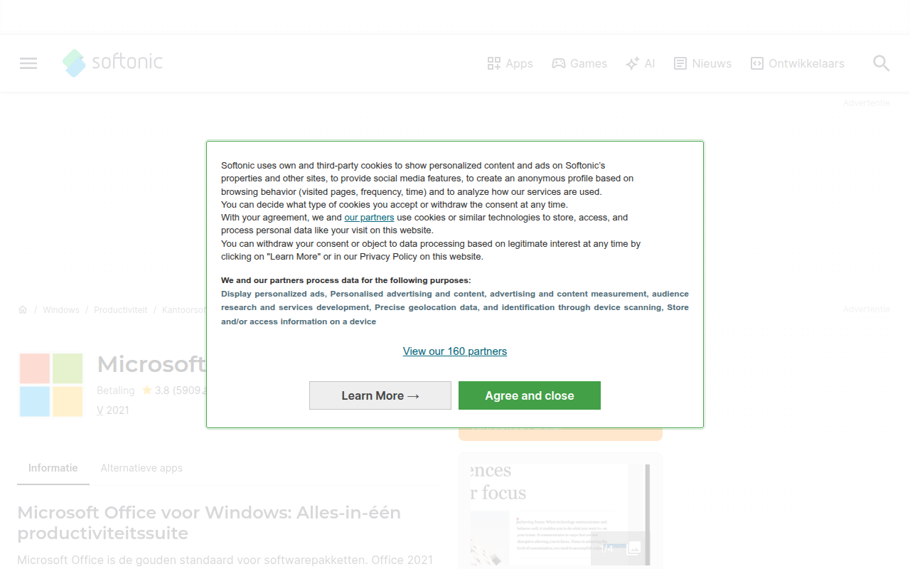 Screenshot van microsoft-office.softonic.nl