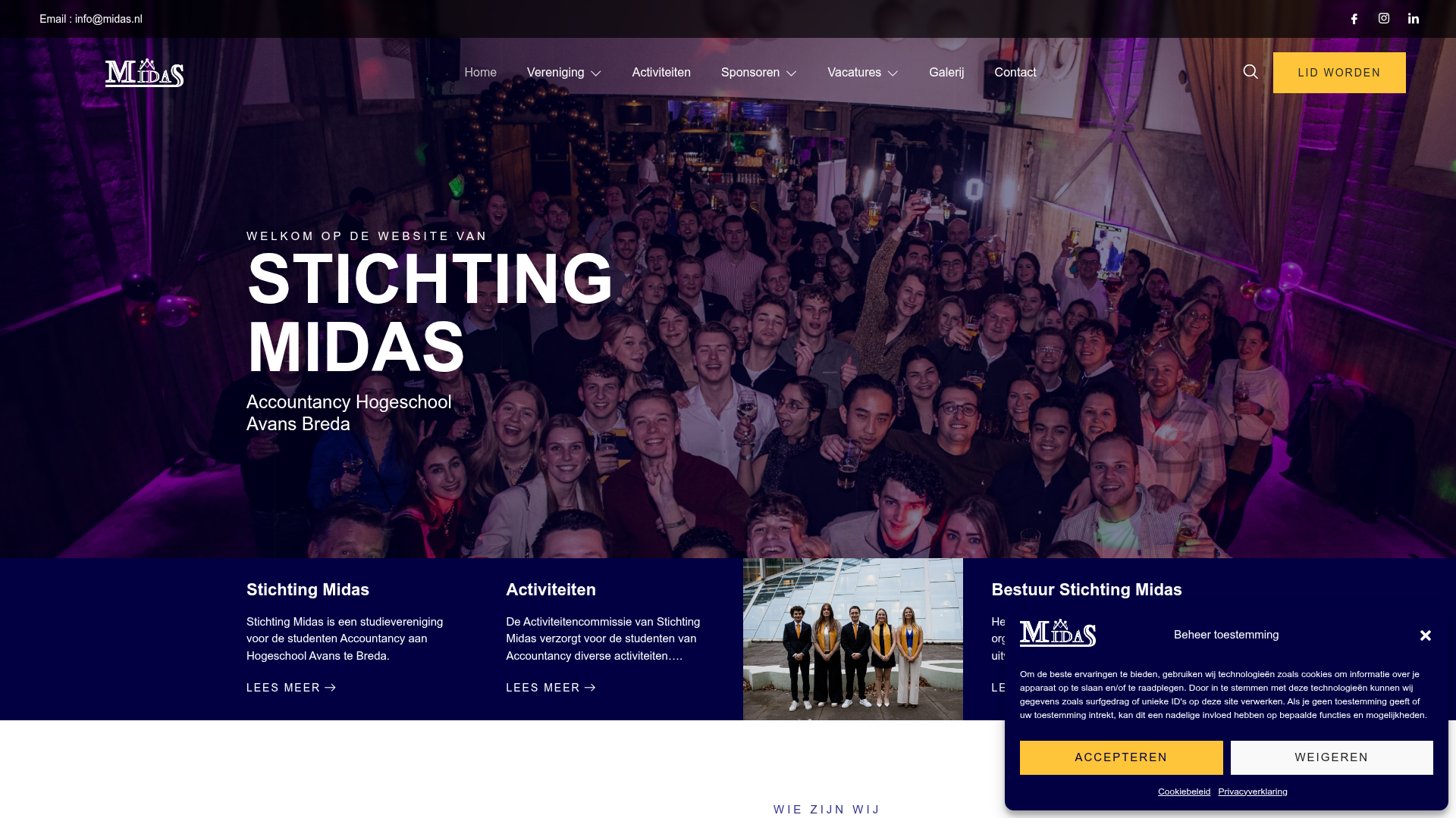 Screenshot van midas.nl