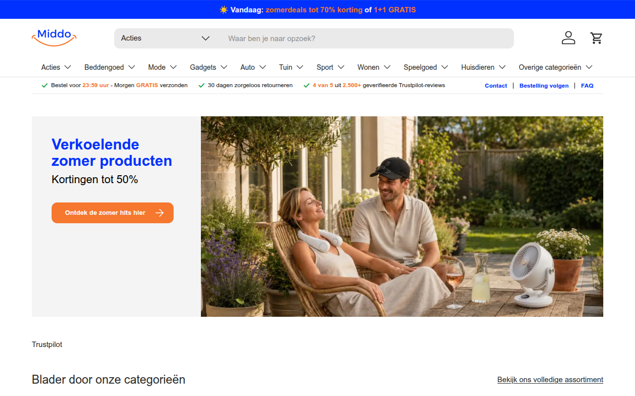 Screenshot van middo.nl