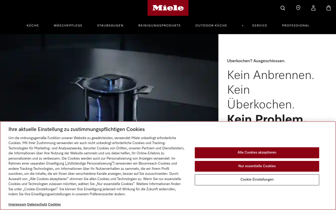 Screenshot van miele.de