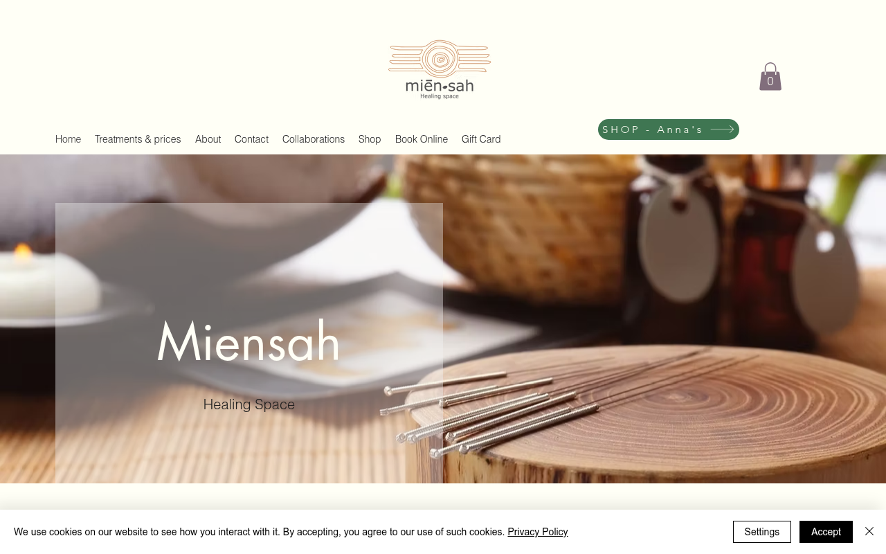 Screenshot van miensah.nl