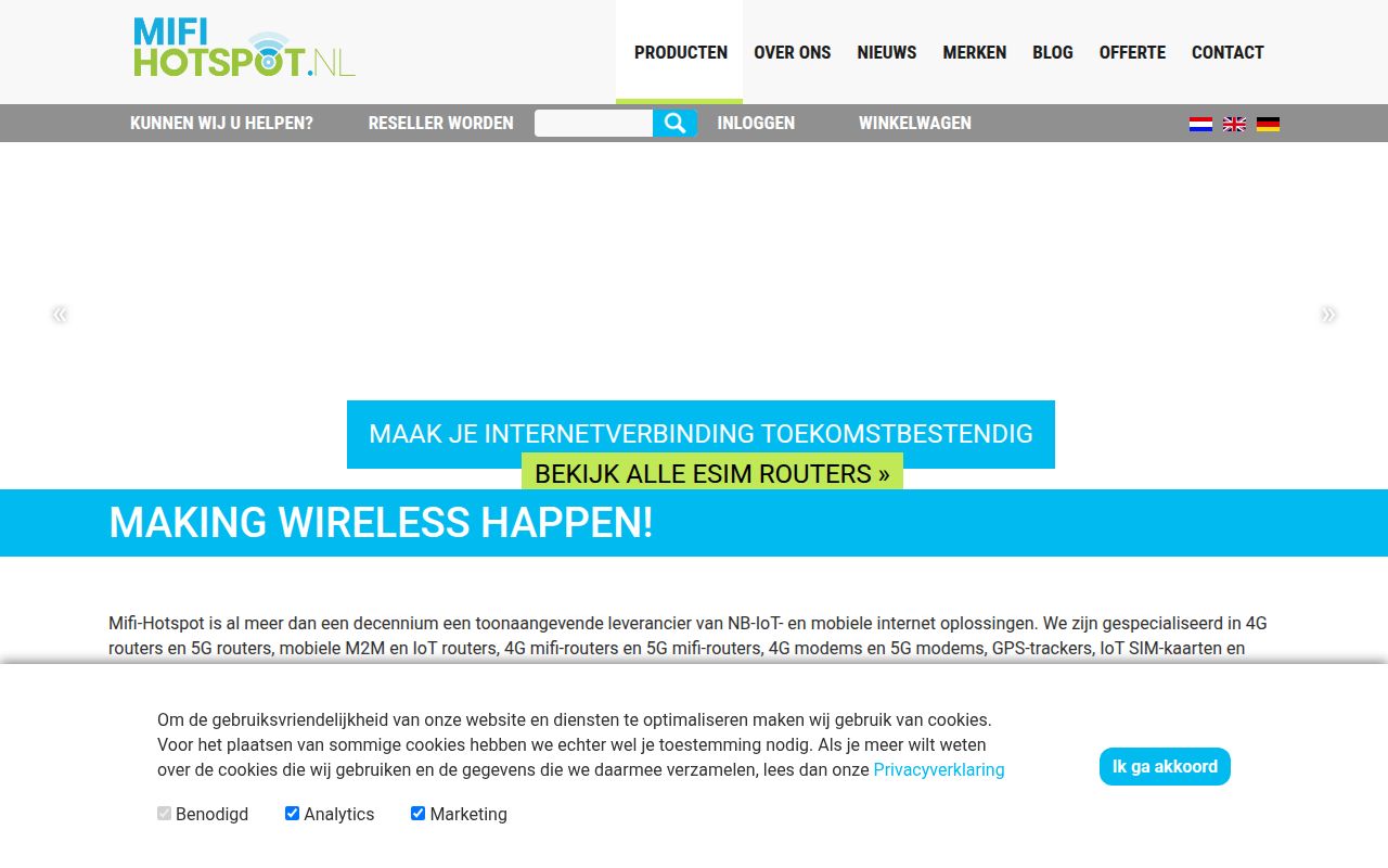 Screenshot van mifi-hotspot.nl