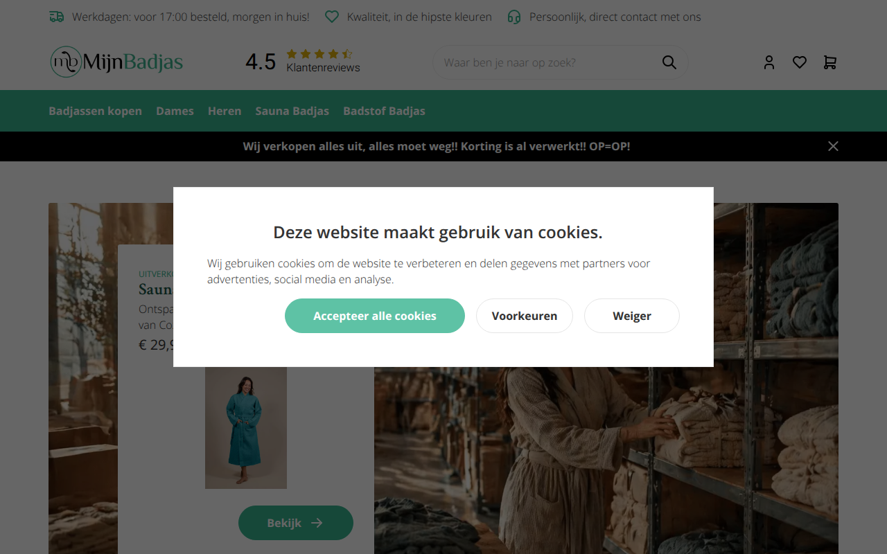 Screenshot van mijnbadjas.nl