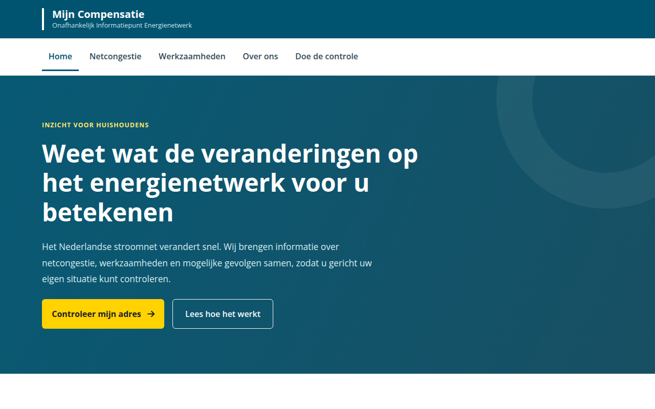 Screenshot van mijncompensatie.com