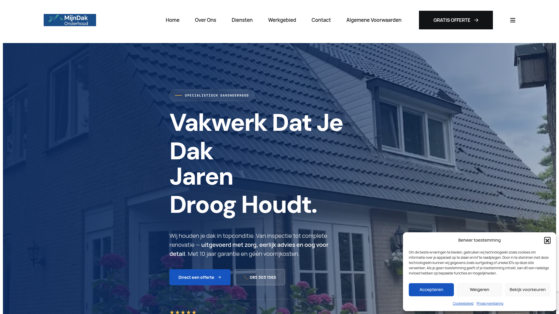 Screenshot van mijndakonderhoud.nl