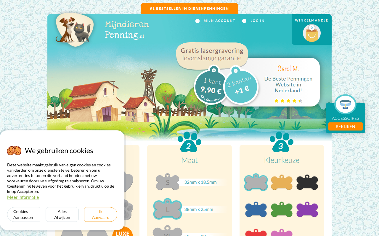 Screenshot van mijndierenpenning.nl