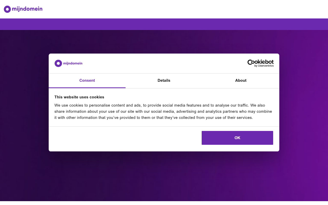 Screenshot van mijndomein.nl