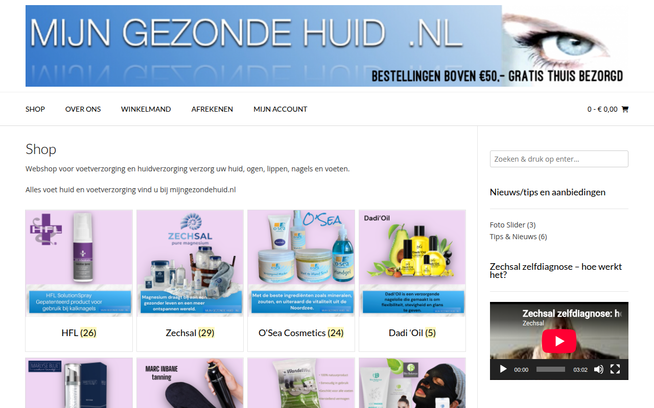 Screenshot van mijngezondehuid.nl