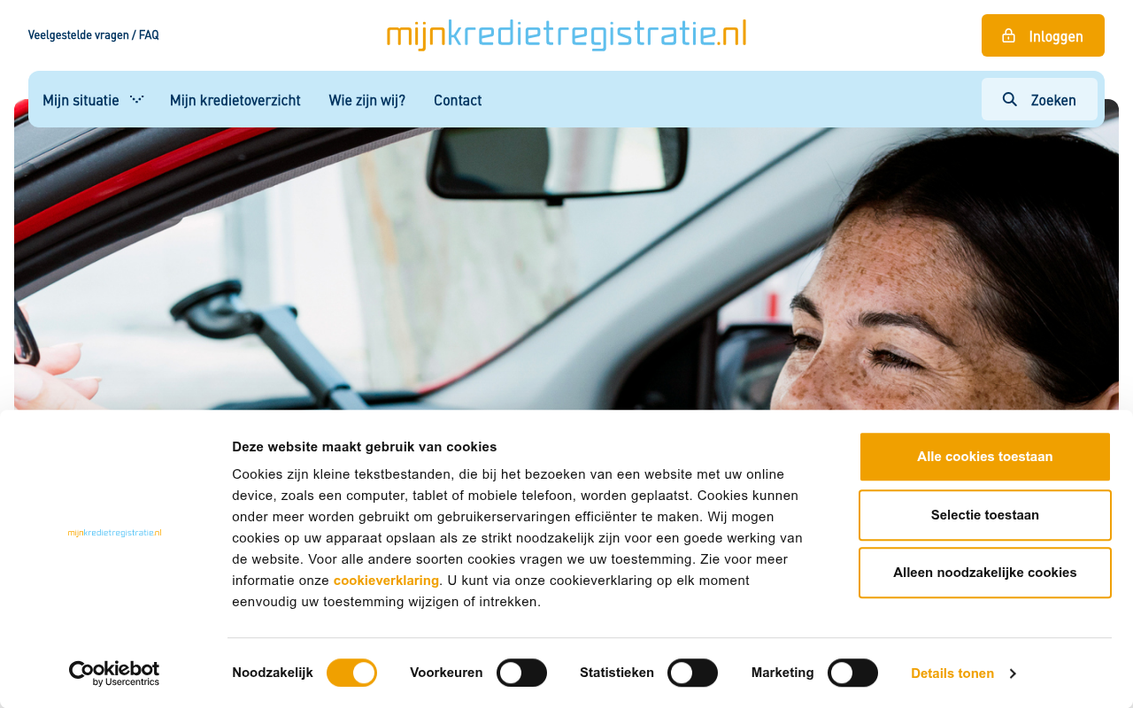 Screenshot van mijnkredietregistratie.nl