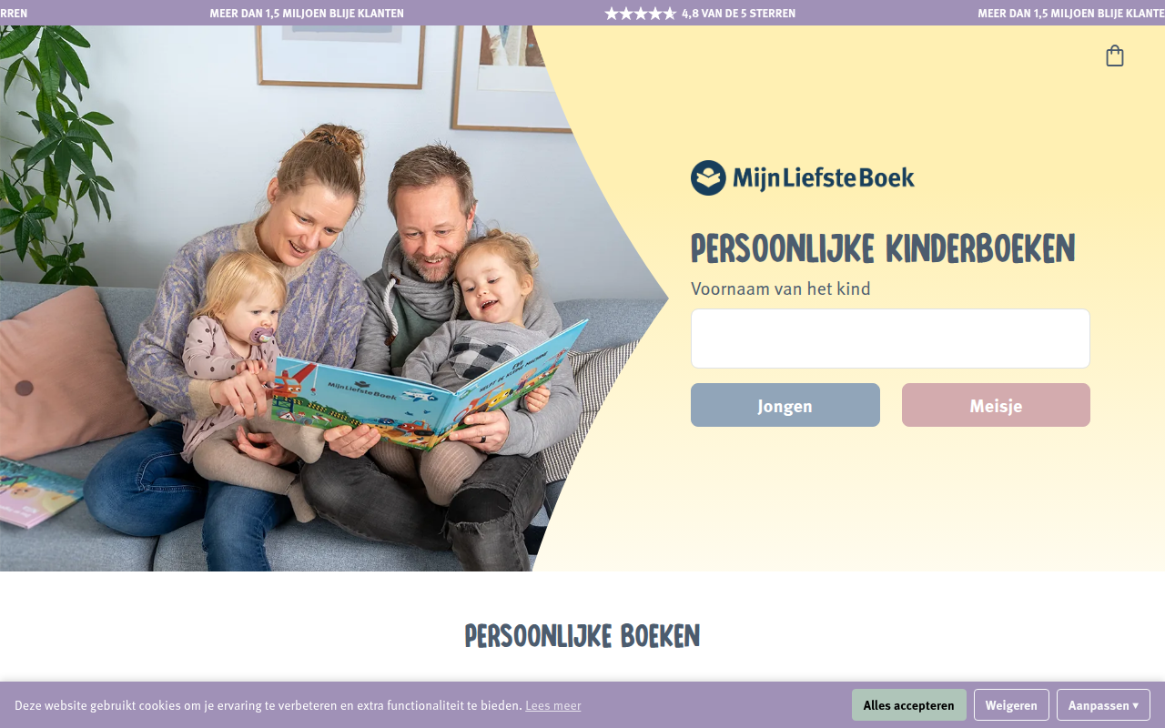 Screenshot van mijnliefsteboek.nl