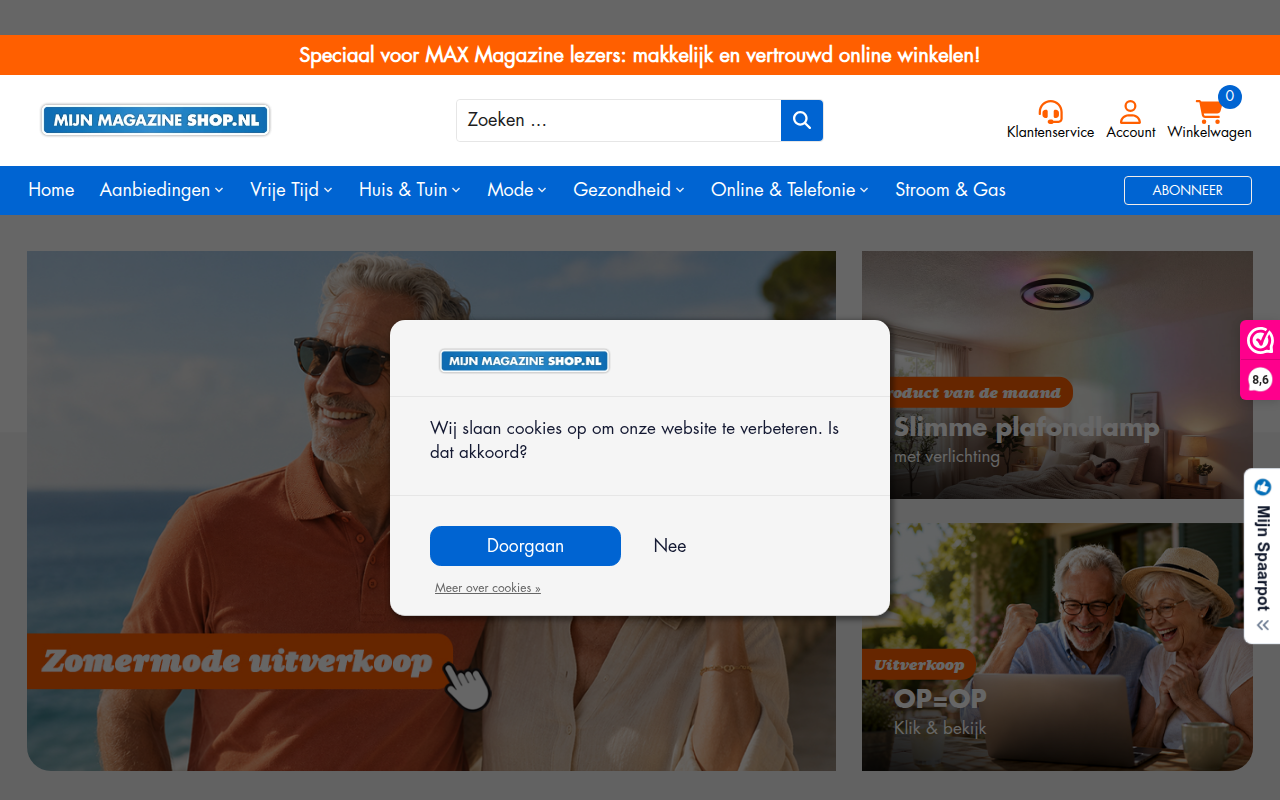 Screenshot van mijnmagazineshop.nl