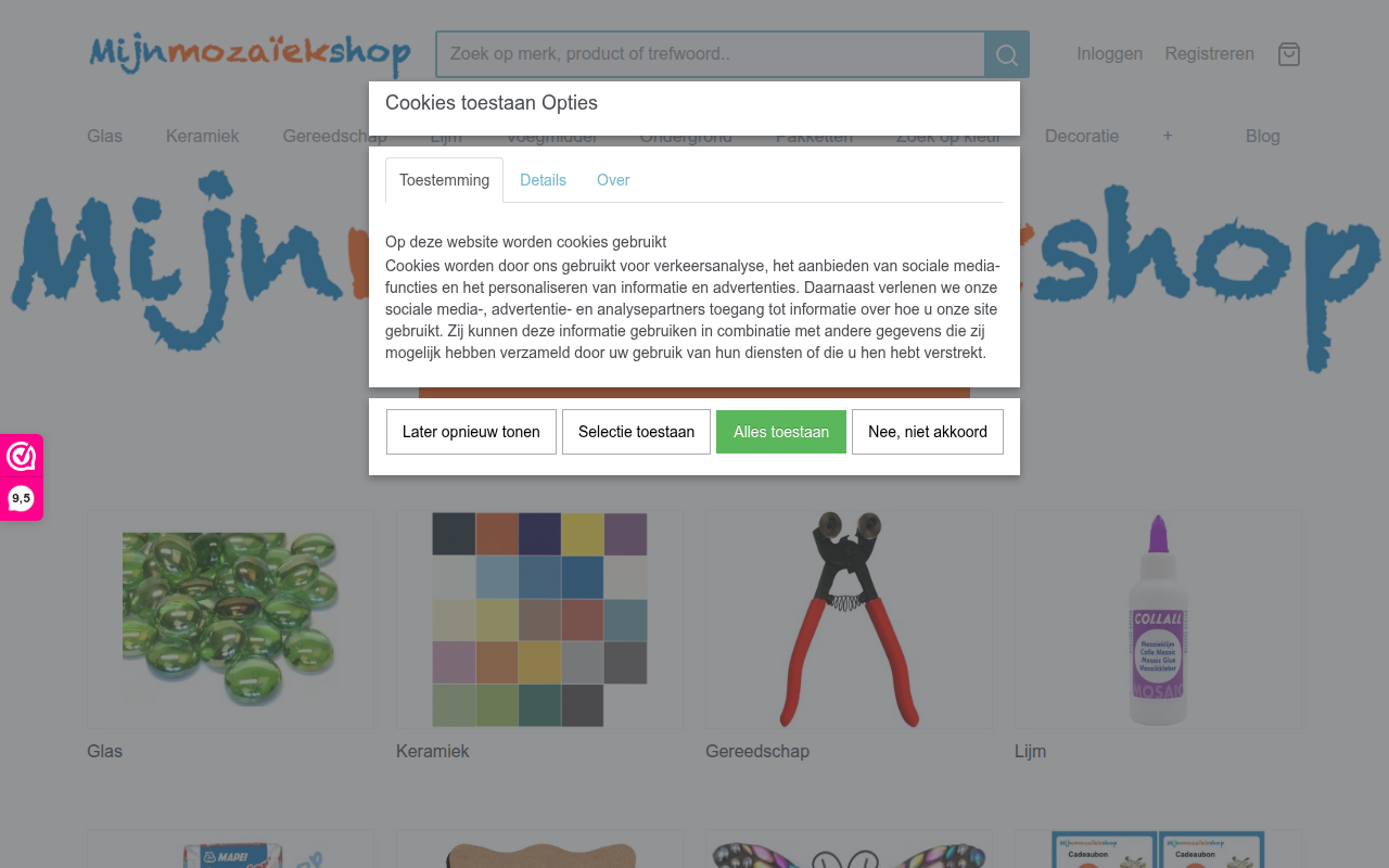 Screenshot van mijnmozaiekshop.nl