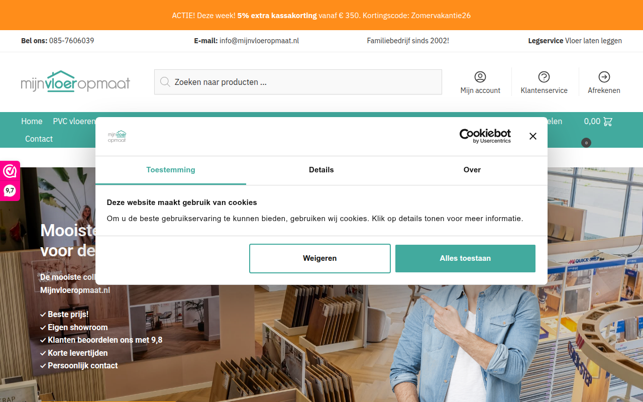 Screenshot van mijnvloeropmaat.nl