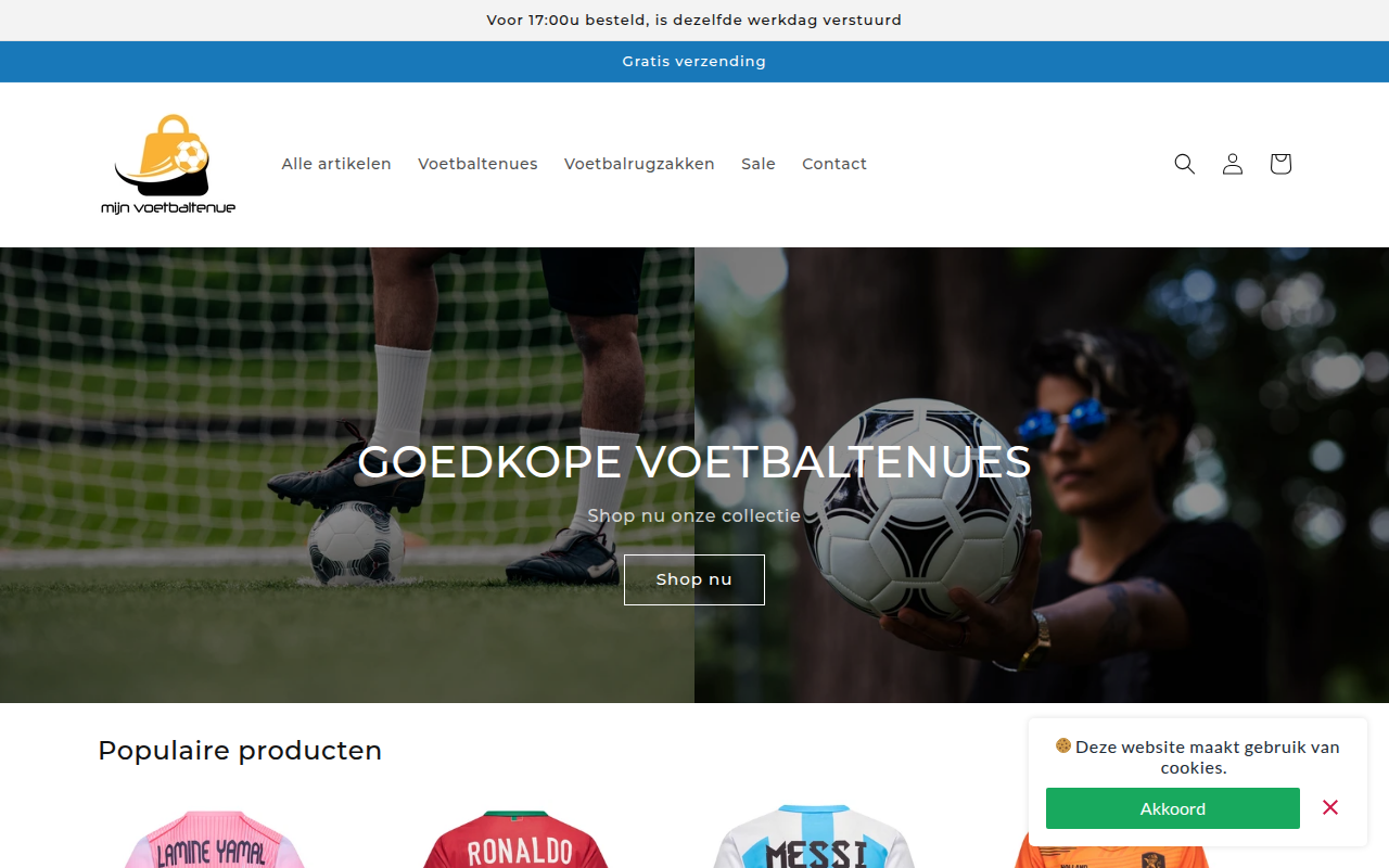 Screenshot van mijnvoetbaltenue.nl