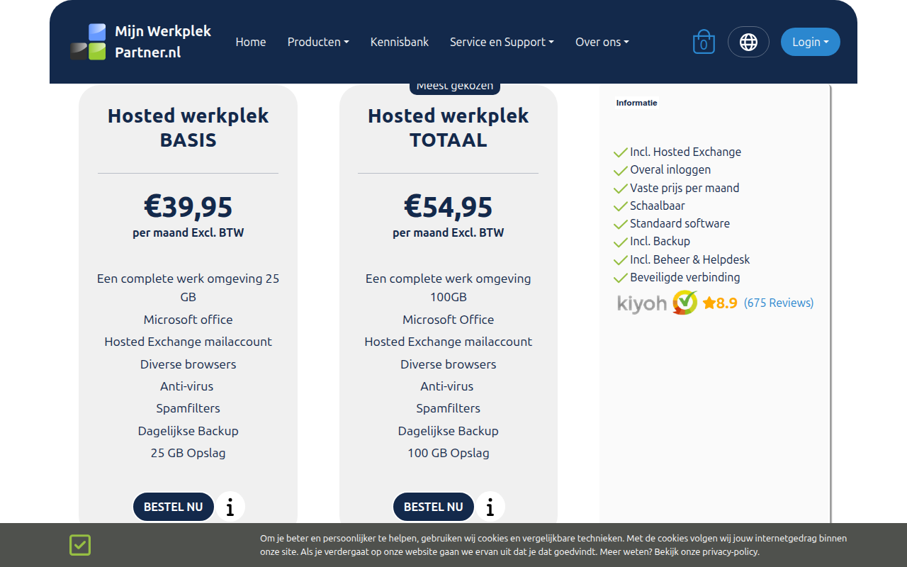 Screenshot van mijnwerkplekpartner.nl