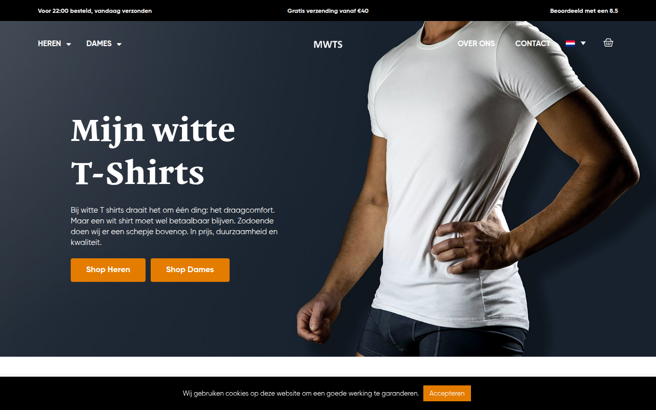 Screenshot van mijnwittetshirts.nl