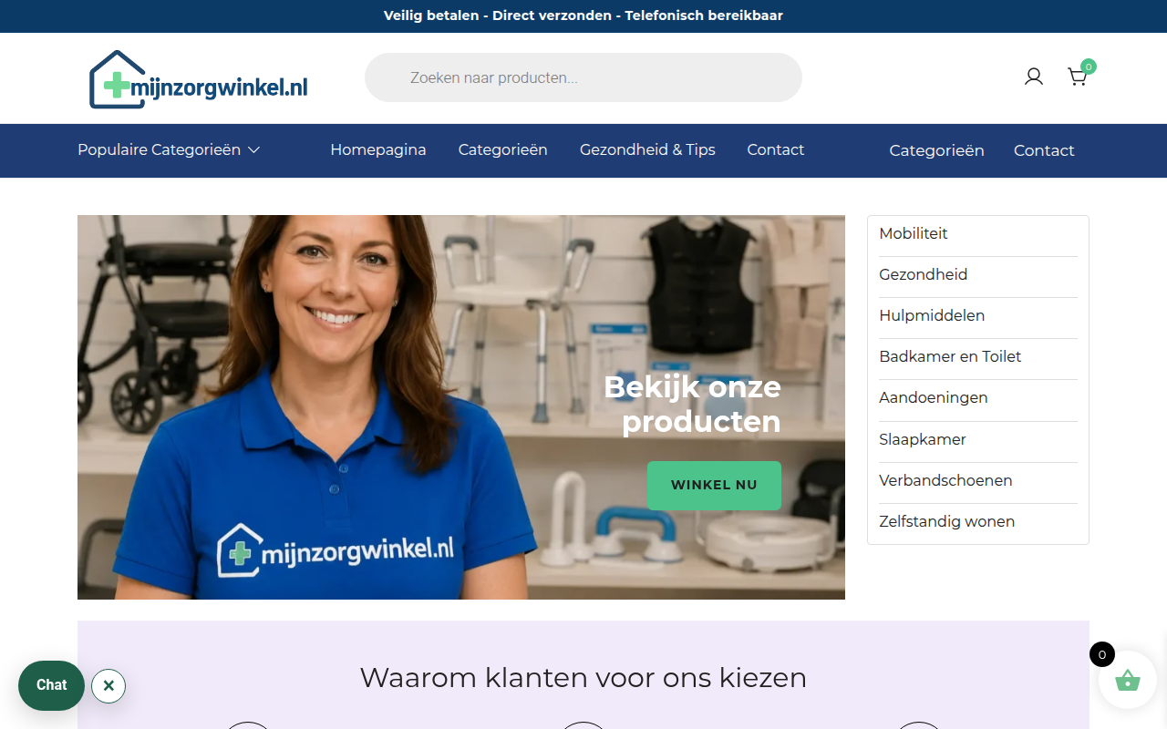 Screenshot van mijnzorgwinkel.nl