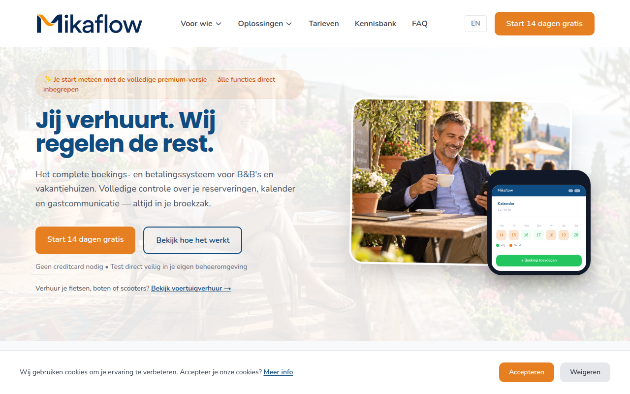 Screenshot van mikaflow.com
