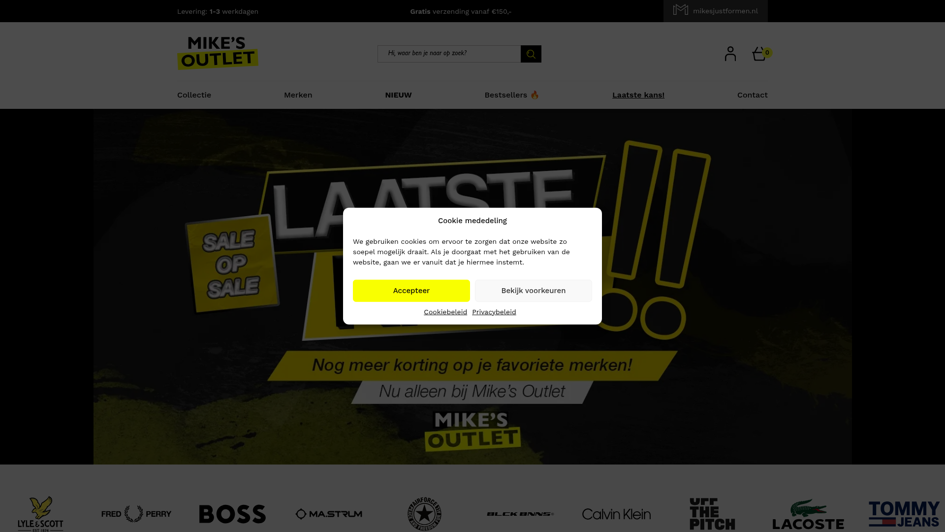 Screenshot van mikesoutlet.nl