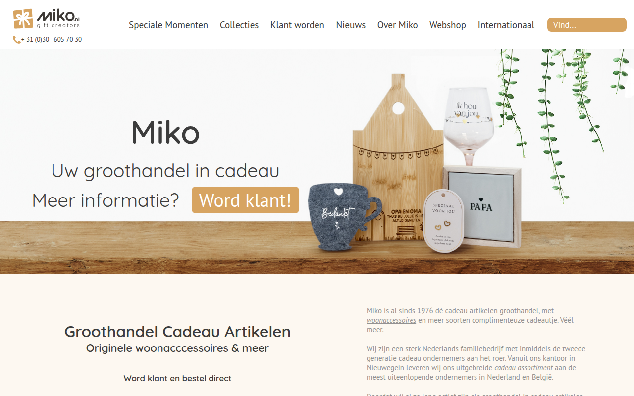 Screenshot van miko.nl