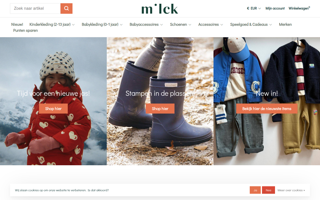 Screenshot van milck.nl
