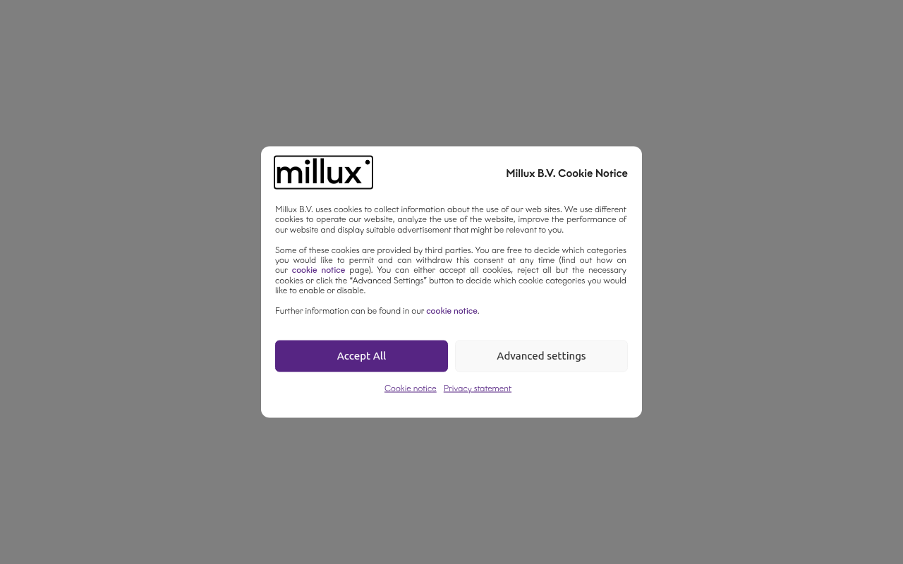 Screenshot van millux.nl
