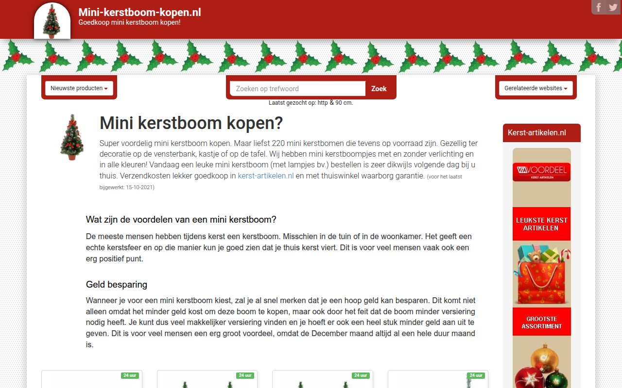 Screenshot van mini-kerstboom-kopen.nl
