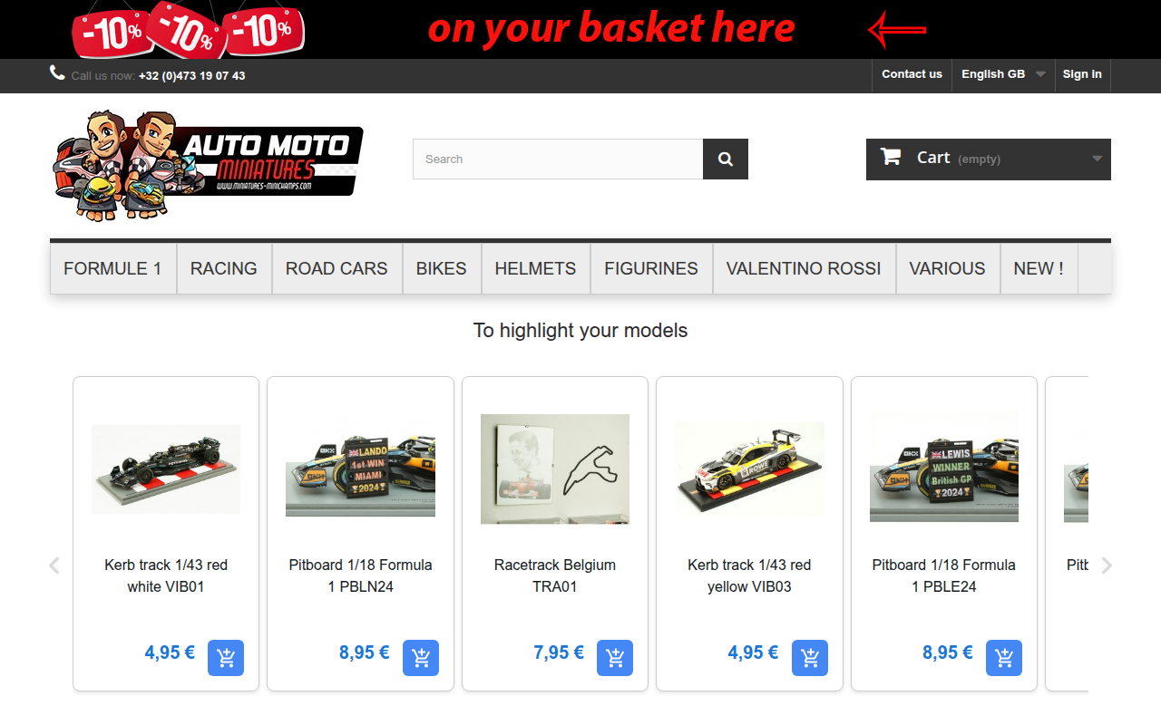 Screenshot van miniatures-minichamps.com