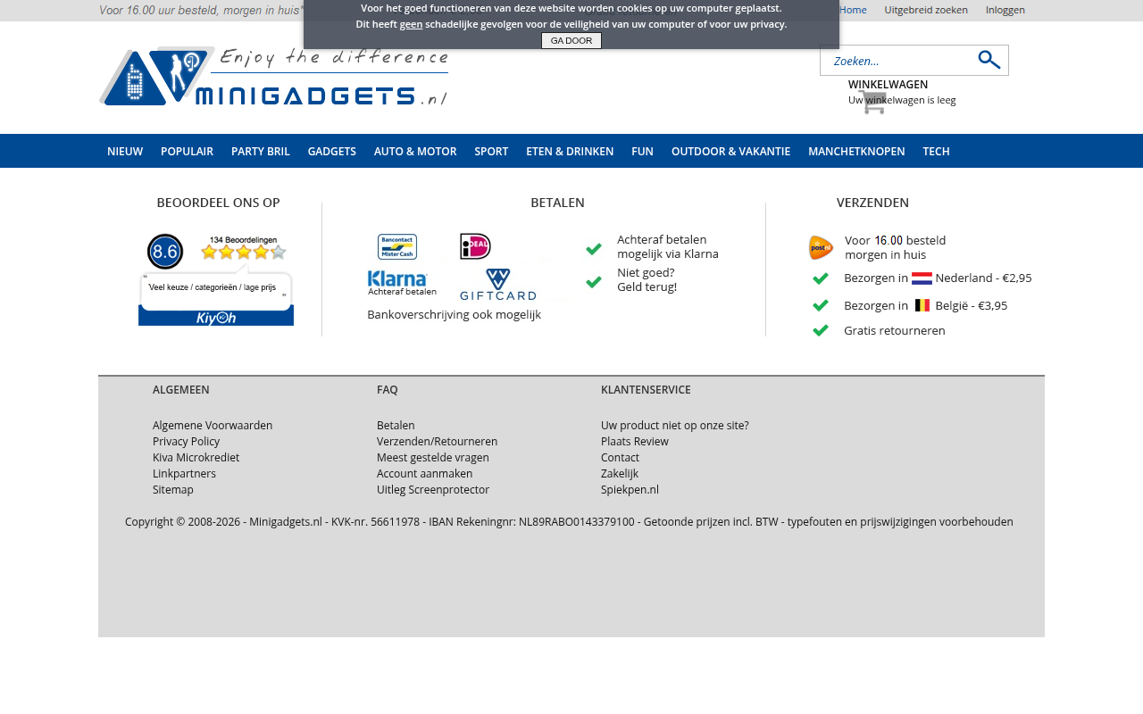 Screenshot van minigadgets.nl