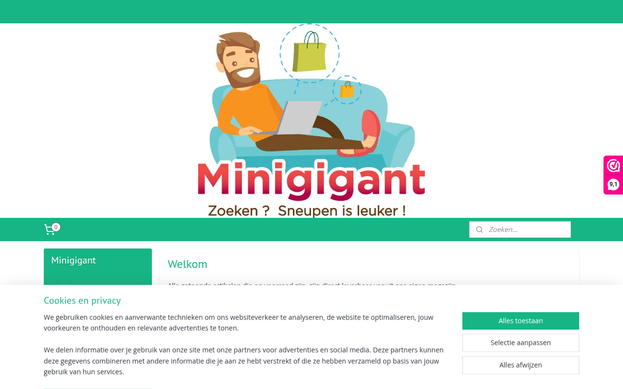 Screenshot van minigigant.nl