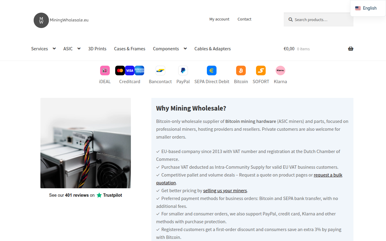 Screenshot van miningwholesale.eu