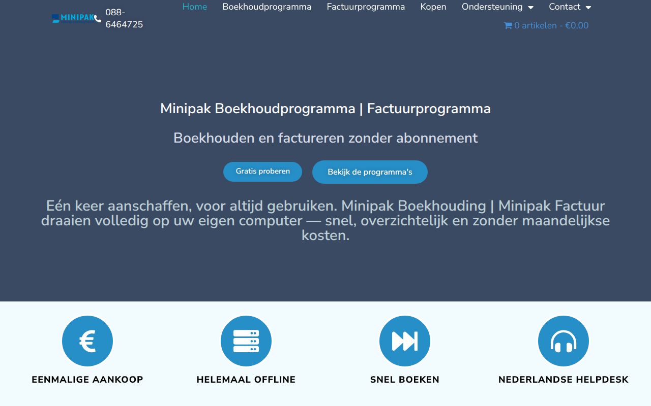 Screenshot van minipak.nl
