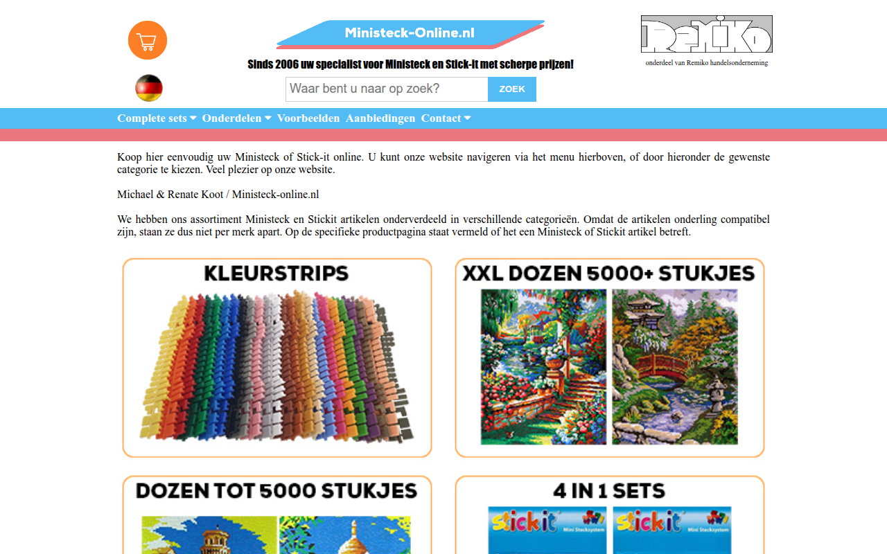 Screenshot van ministeck-online.nl