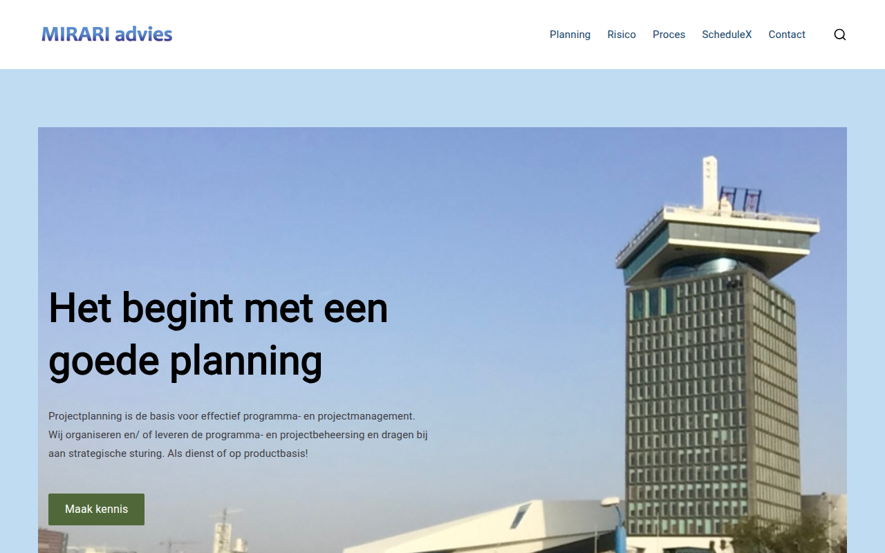 Screenshot van mirariadvies.nl
