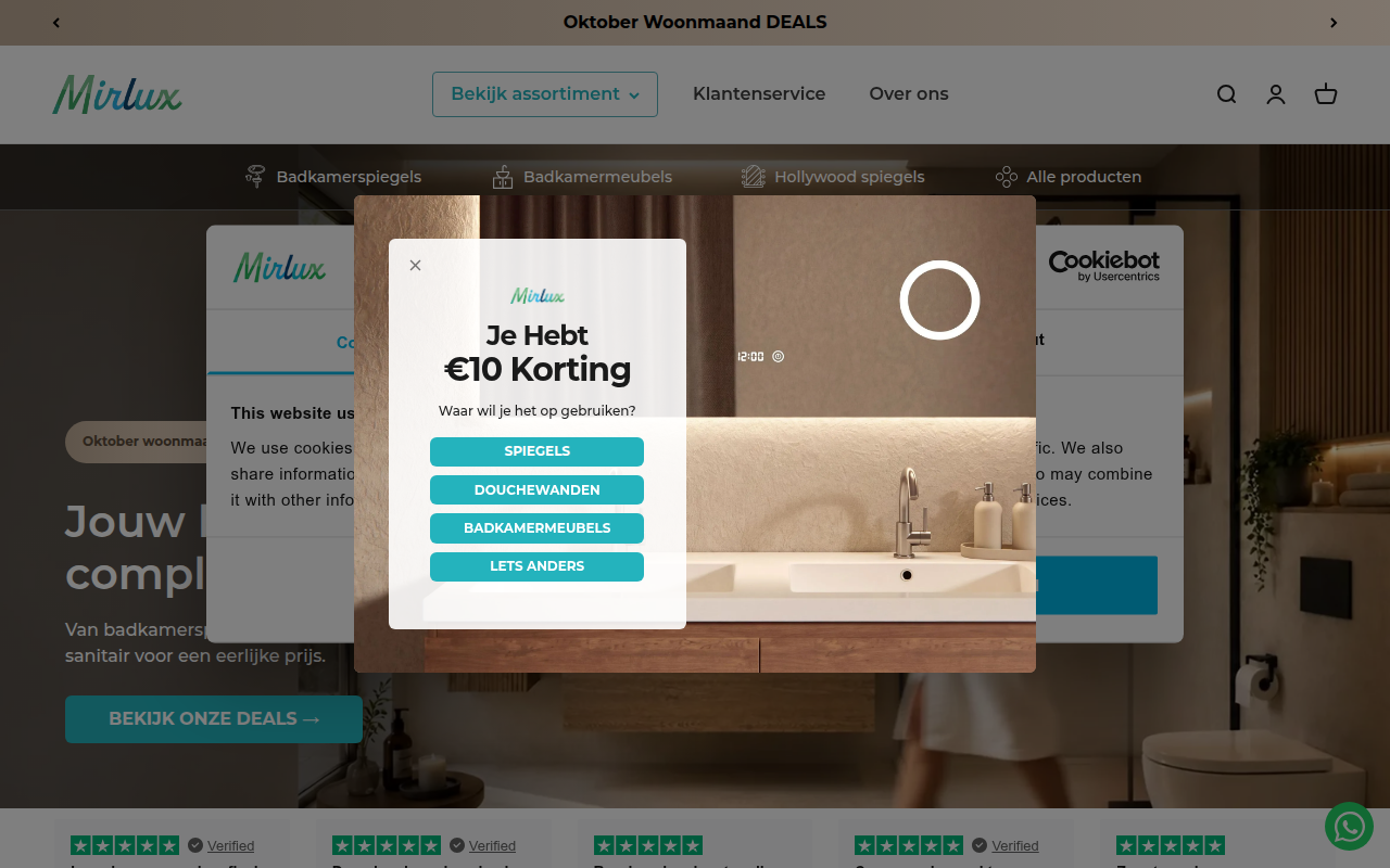 Screenshot van mirlux.nl