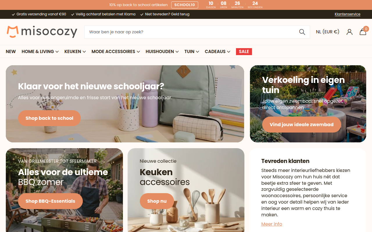 Screenshot van misocozy.nl